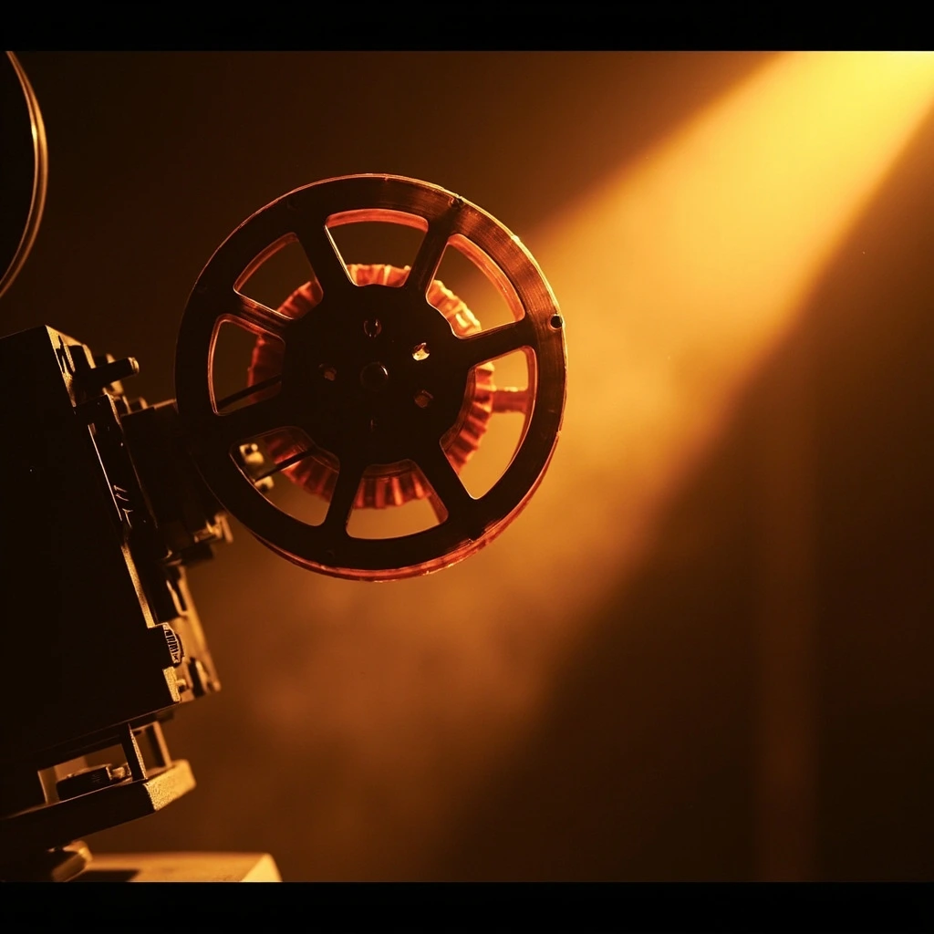 35mm film reel under tungsten light